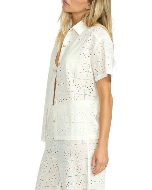 Billabong White Eyelet Crush Button-Up Cover-Up Shirt