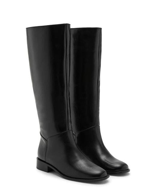 Mango Black Leather Knee High Boot