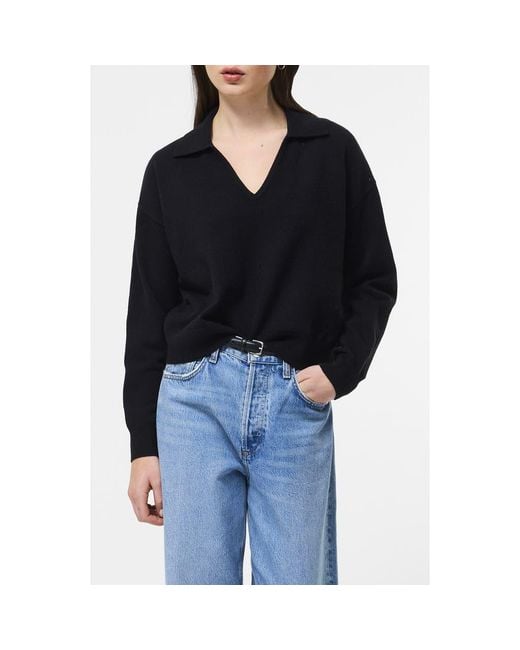 French Connection Black Sloane Johnny Collar Pullover