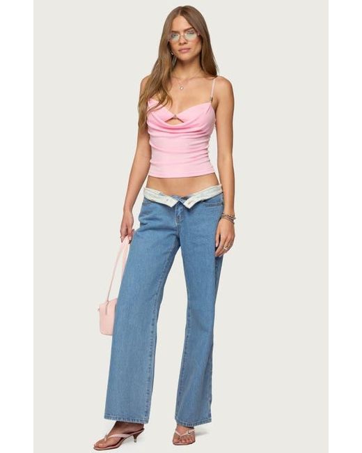 Edikted Red Cowl Neck Halter Crop Top