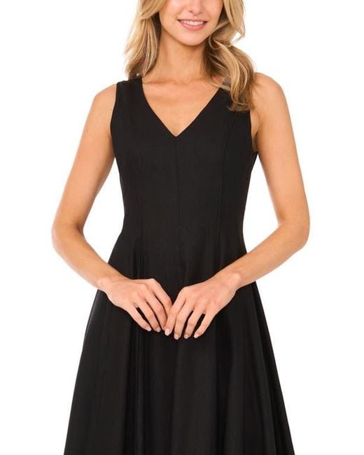 TED BAKERブラックドレス Ted Baker Pleated Waist Sleeveless Linen Blend Maxi Dress in