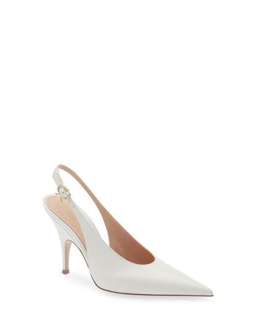 Gianvito Rossi White Pointed Toe Slingback Pump