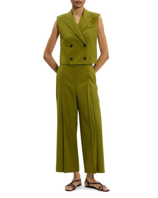 Theory Green Double Breasted Crop Vest