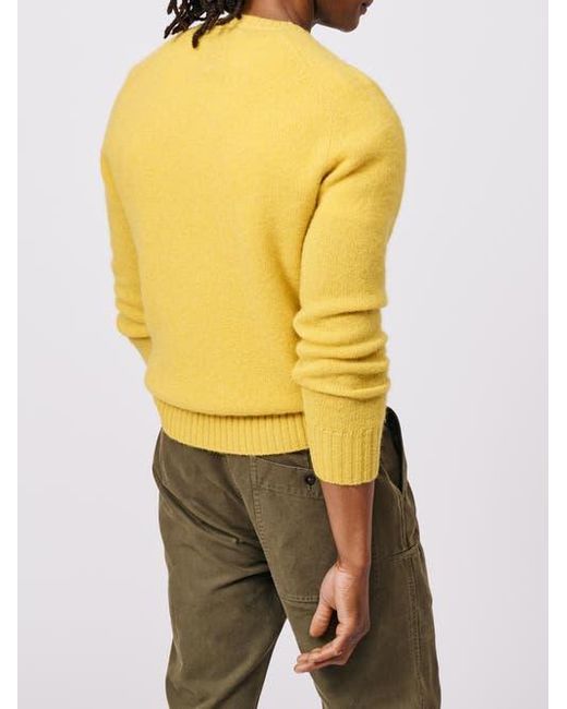 aubi Yellow Prestwick Shetland Crew Neck Sweater for men