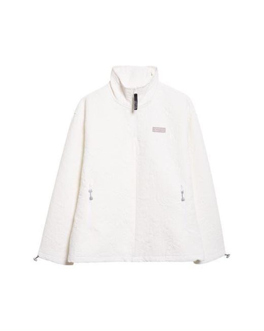 Sandy Liang White Ascher Jacquard Quarter Zip Top