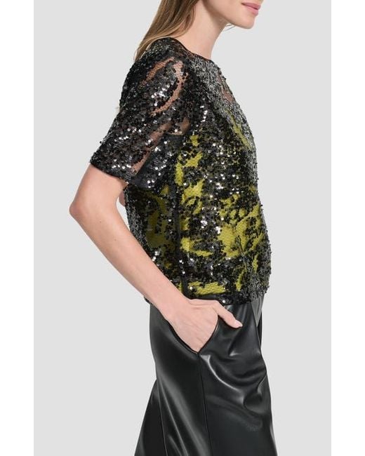 DKNY Black Sequin Overlay Boxy Top