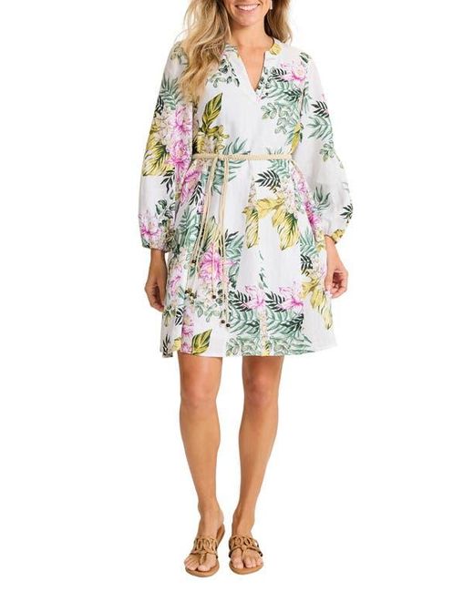 Tommy Bahama Blue Petal Of Luxury Long Sleeve Linen Dress