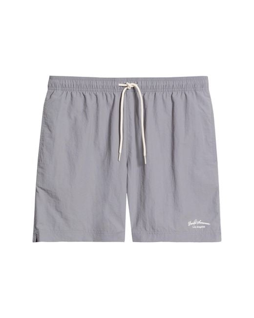 PacSun Gray Collegiate Solid Swim Trunks for men