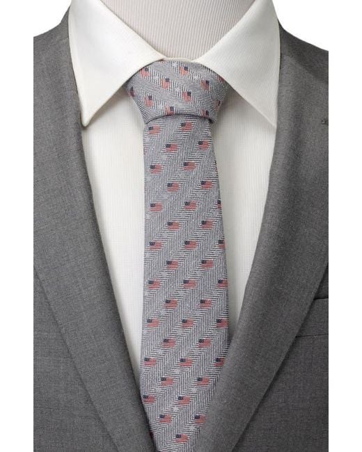 Cufflinks Inc. Gray American Flag Cotton Tie for men
