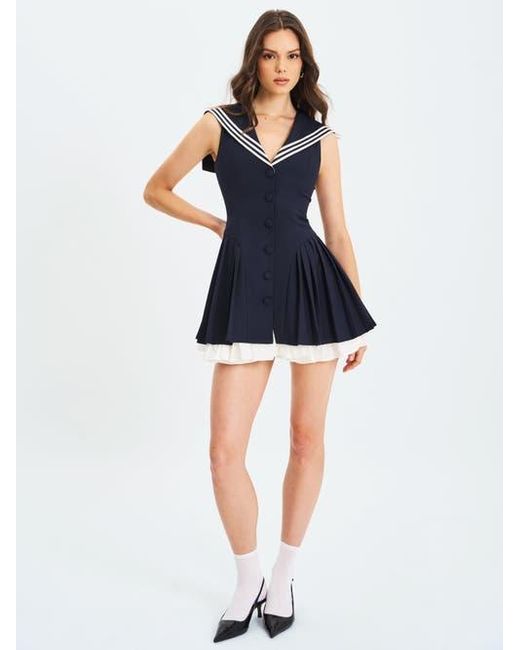 Miss Circle Women's Blue Calliope Sailor Pleated Mini Dress