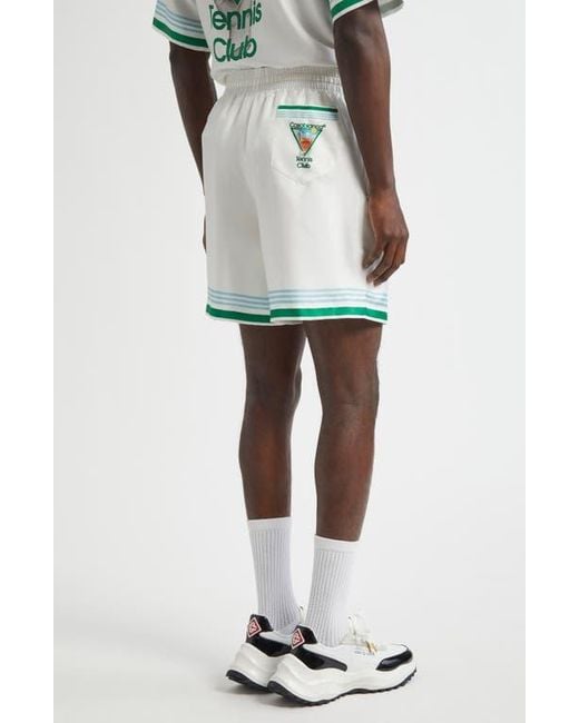 Casablanca White Silk Drawstring Shorts for men
