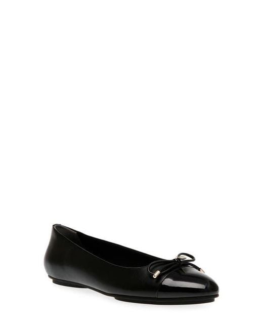 Anne Klein Black Luci Cap Toe Ballet Flat