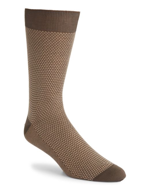 Canali Brown Micropattern Cotton Dress Socks for men
