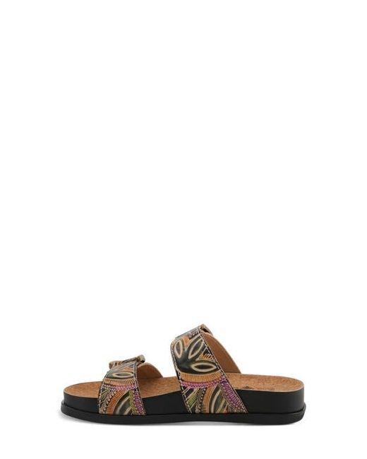 Spring Step Brown Glaze Platform Slide Sandal