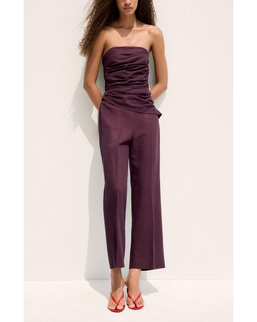 Mango Purple Strapless Jumpsuit