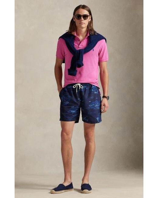 Polo Ralph Lauren Blue Traveler Classic Swim Trunks for men
