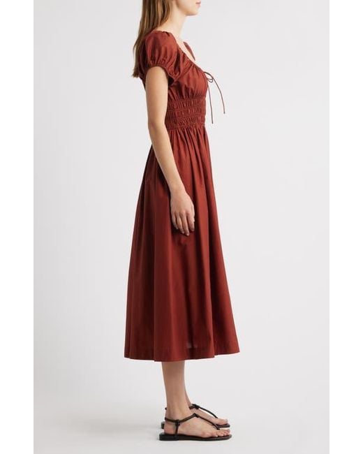 Doen Quinn Organic Cotton Poplin Maxi Dress in Red | Lyst