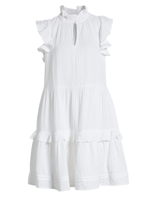 Caslon White Caslon(r) Ruffle Duo Cotton Gauze Dress