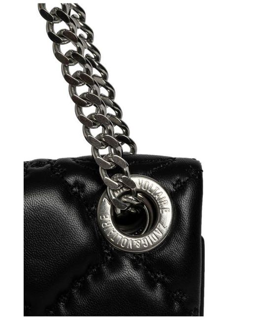 Zadig & Voltaire Black Rock Ii Diamond Quilted Monogram Leather Crossbody Bag