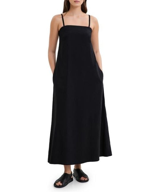 MARCELLA Women's Black Aine Cotton & Linen Voile Dress