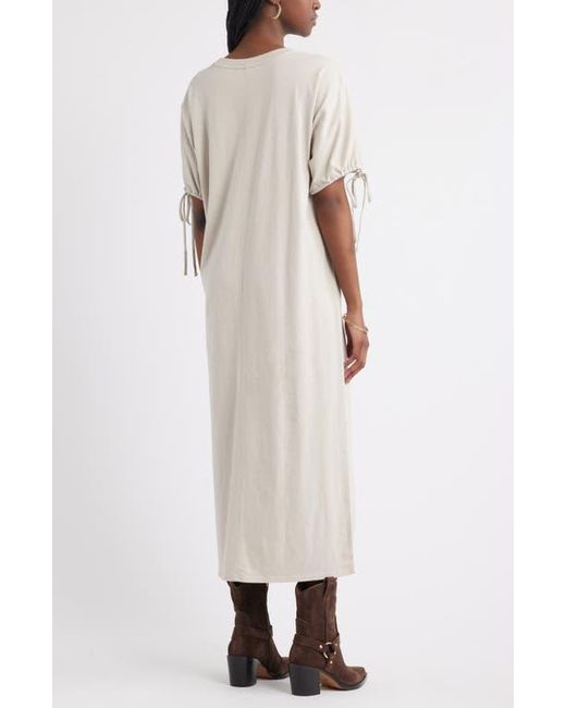 Treasure & Bond Natural Drawstring Sleeve Knit Dress