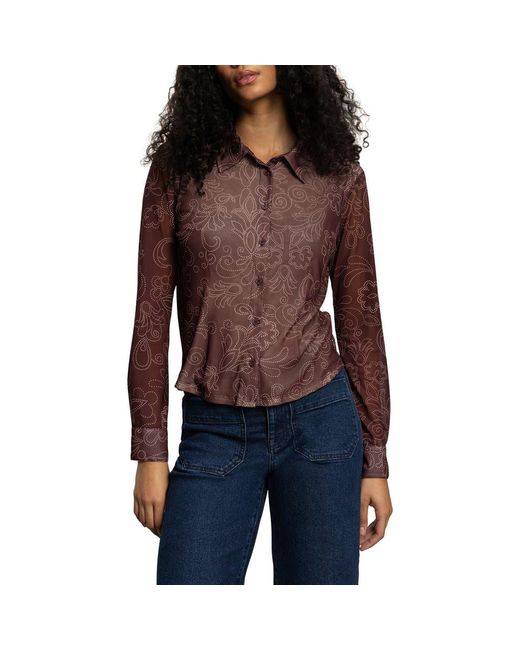 Sanctuary Red Mesh Button-Down Shirt