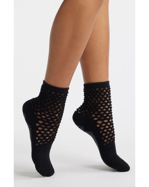 Stems Black Mesh Grippy Crew Socks