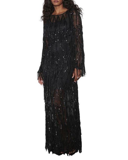 Next Sequin Tassel Long Sleeve Dress in Black | Lyst Next Sequin Tassel Long Sleeve Dress in Black | Lyst