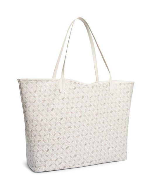 Sam Edelman White Large Harper Monogram Shopper Tote