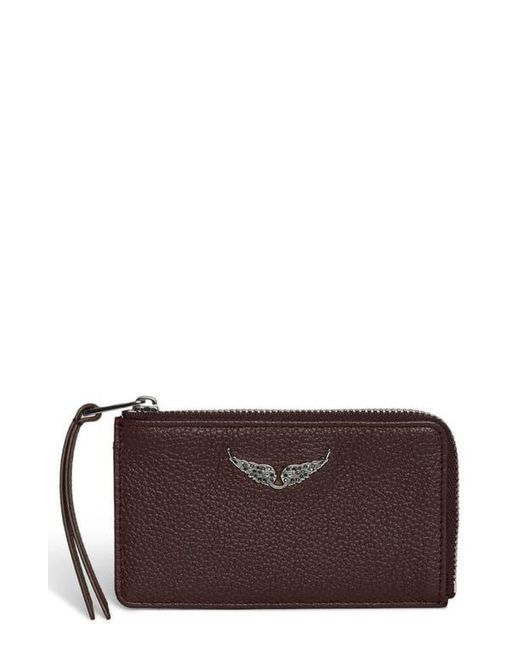 Zadig & Voltaire Brown Zip Leather Card Case