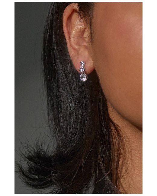 Nadri Metallic Graduated Cubic Zirconia Linear Drop Earrings