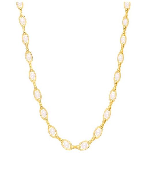 ATHRA LUXE Metallic Faux Pearl Chain Necklace