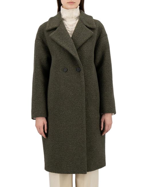Harris Wharf London Black Double Breasted Wool Blend Teddy Coat