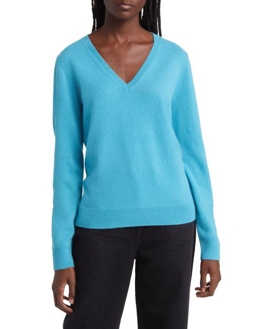Nordstrom Blue Cashmere V-neck Sweater