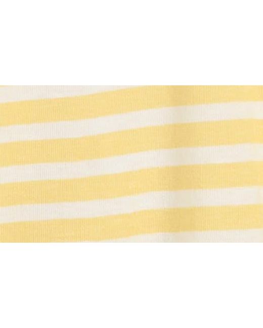 Madewell Yellow Stripe Lace-Up Long Sleeve Top