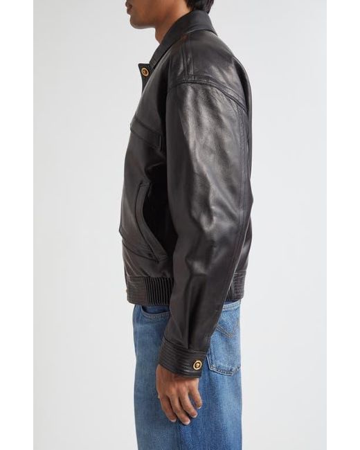Versace Black Plongé Leather Blouson Jacket for men