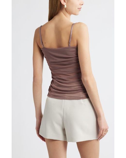 Open Edit White Ruched Mesh Camisole
