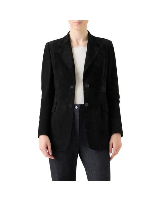 Akris Punto Women's Black Lambskin Suede Blazer