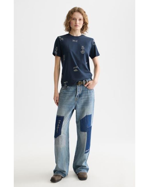 Scotch & Soda Blue Cross Stitch Print T-Shirt