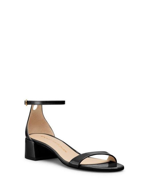 Stuart Weitzman Black Nudist Block 35 Ankle Strap Sandal