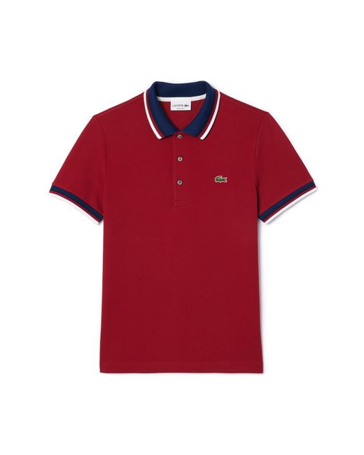 Lacoste Red Regular Fit Stretch Piqué Polo for men