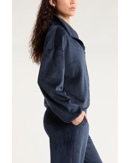 Zella Blue Plush Rib Jacket