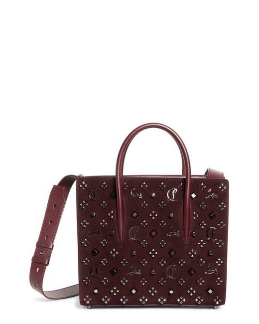 Christian Louboutin Red Medium Paloma Loubinthesky Studded Leather Tote