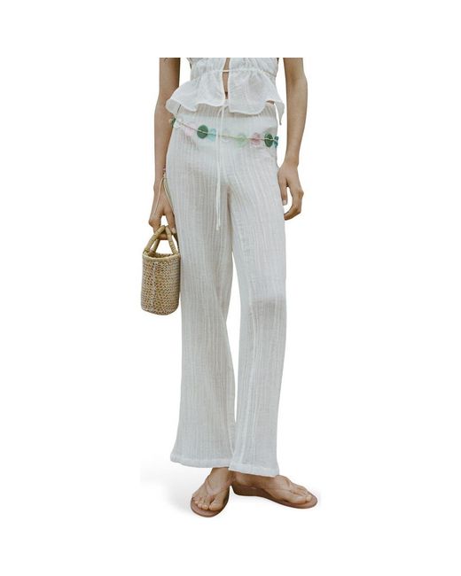 Mango Gray Satin Drawstring Wide Leg Pants