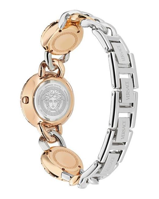 Versace Metallic La Greca Stud Icon Two-Tone Bracelet Watch, 28Mm