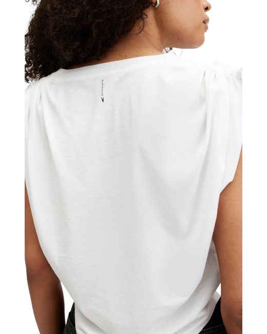 AllSaints White Cassie Tie Sleeve Cotton T-shirt