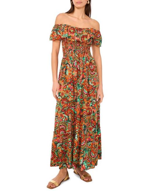 vince camuto floral tiered midi dress VINCE CAMUTO Floral Print Flutter Sleeve Tiered Ruffle Midi Dress