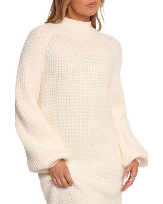 Petal & Pup Tobin Mock Neck Long Sleeve Maxi Sweater Dress in Natural | Lyst