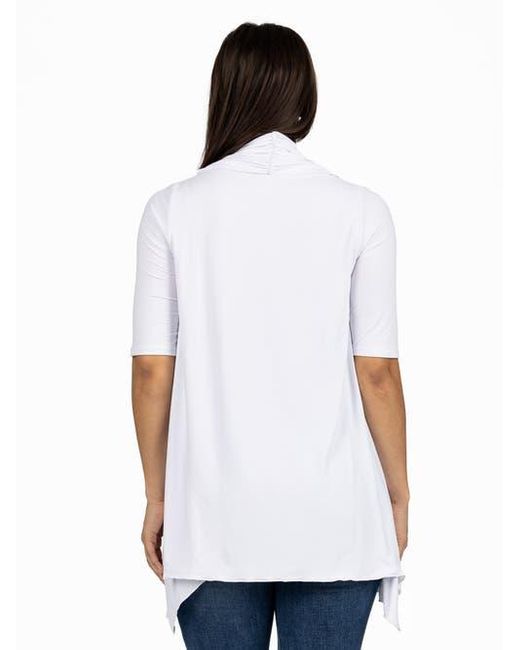 24seven Comfort Apparel White Loose Fit Open Front Cardigan With Half Sleeve
