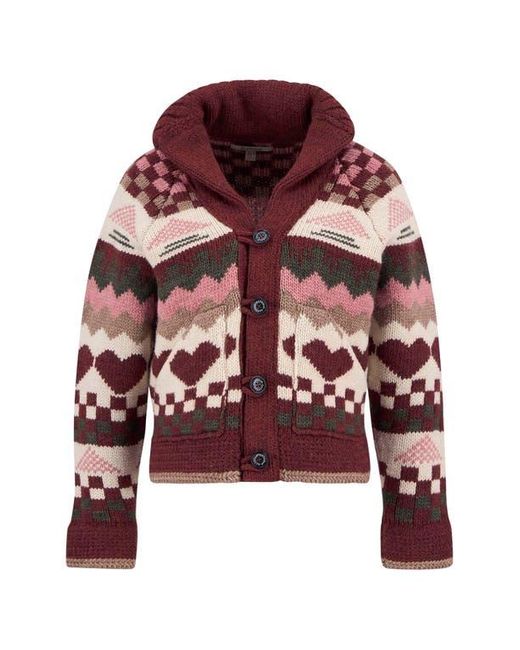 Barbour Multicolor Ruby Wool Blend Shawl Collar Cardigan